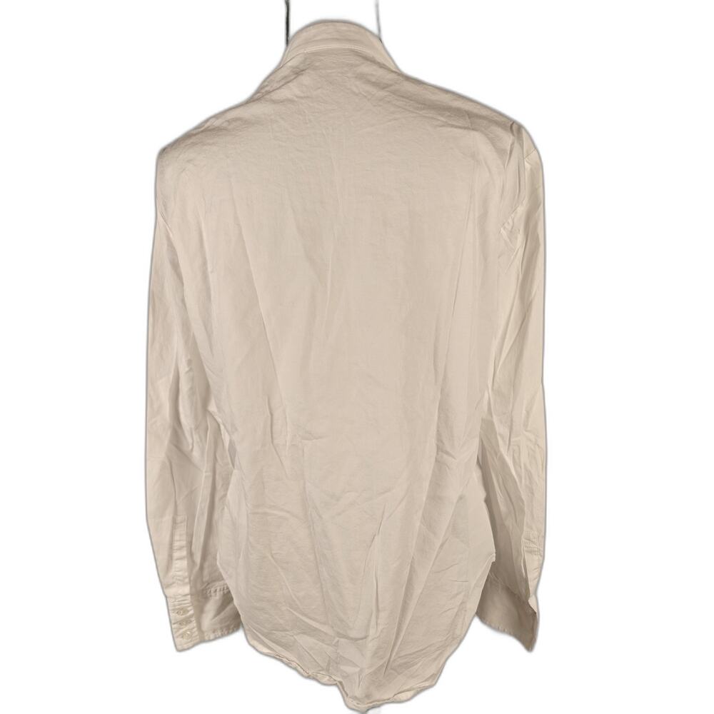 Women's, 1901, Ruffle Bib Button Front Blouse, White, Small - Picture 2 of 6